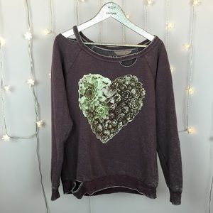 NWOT Chaser Succulent Heart Graphic Sweatshirt